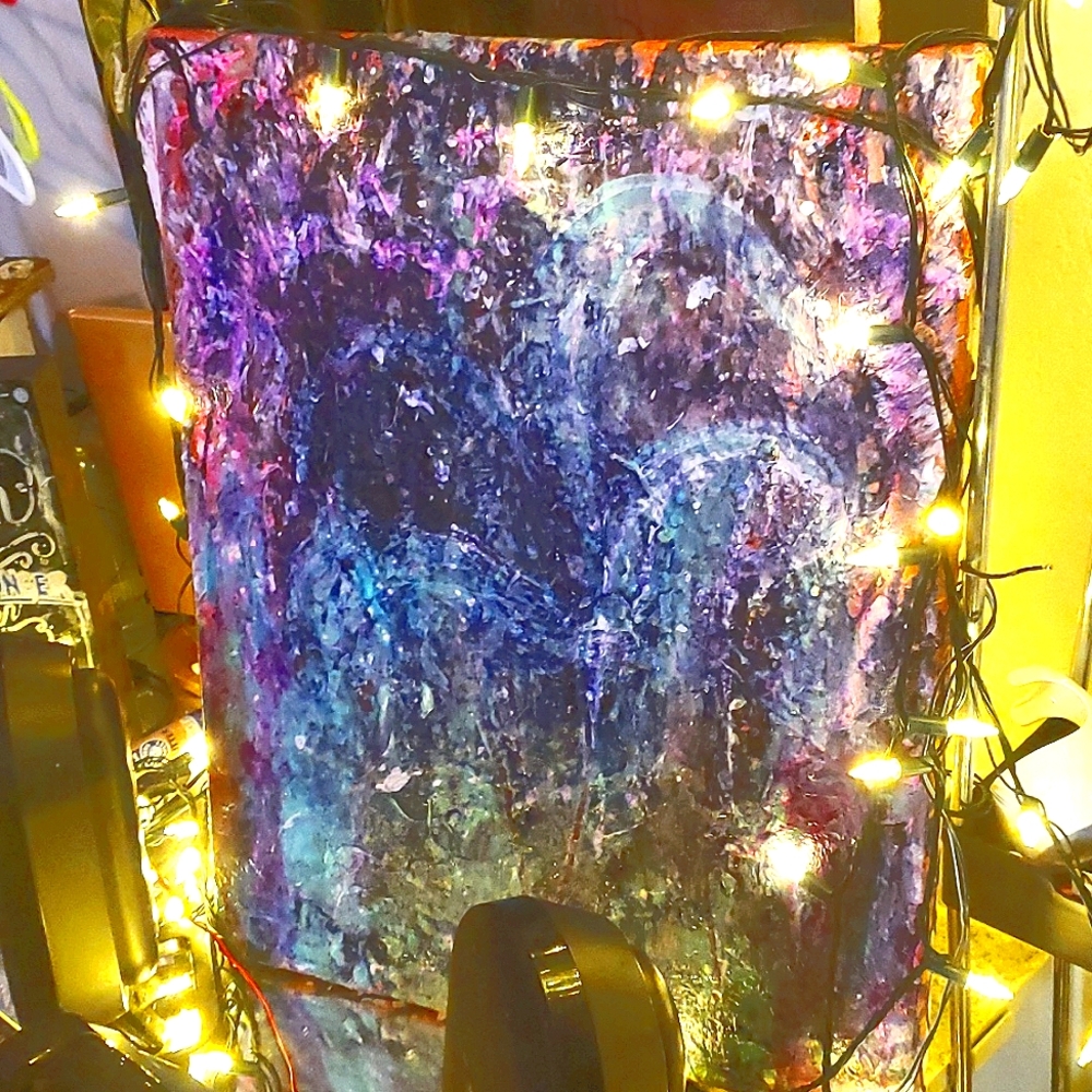 Drip mushroom Art , glow in the dark.black light activated also. Faint mushroom.